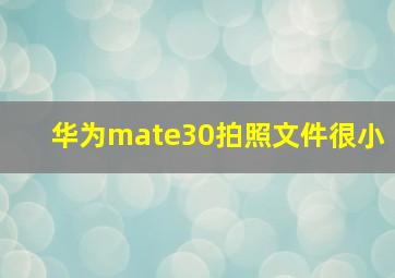 华为mate30拍照文件很小