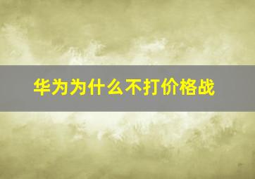 华为为什么不打价格战