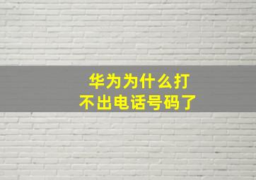 华为为什么打不出电话号码了