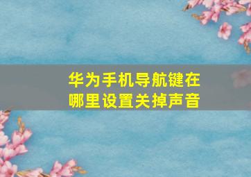 华为手机导航键在哪里设置关掉声音