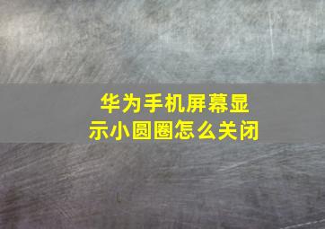 华为手机屏幕显示小圆圈怎么关闭