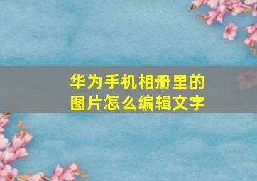 华为手机相册里的图片怎么编辑文字