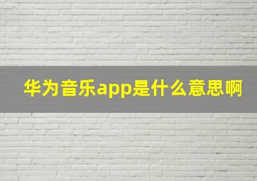 华为音乐app是什么意思啊