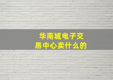 华南城电子交易中心卖什么的