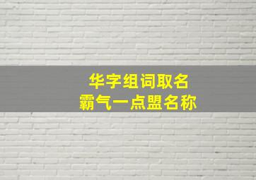 华字组词取名霸气一点盟名称