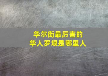 华尔街最厉害的华人罗垠是哪里人