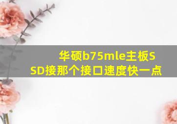 华硕b75mle主板SSD接那个接口速度快一点