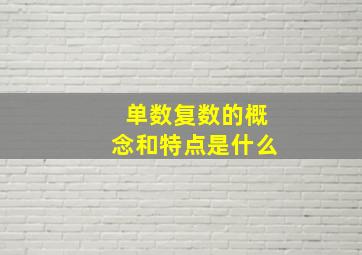 单数复数的概念和特点是什么