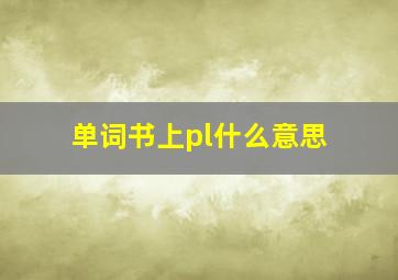 单词书上pl什么意思