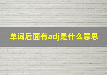 单词后面有adj是什么意思