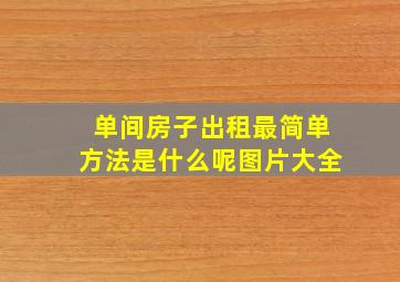 单间房子出租最简单方法是什么呢图片大全