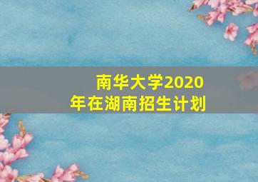 南华大学2020年在湖南招生计划