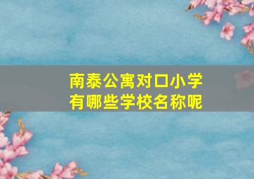 南泰公寓对口小学有哪些学校名称呢