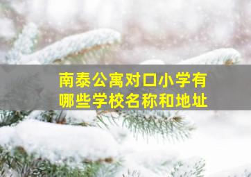 南泰公寓对口小学有哪些学校名称和地址