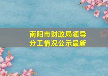 南阳市财政局领导分工情况公示最新