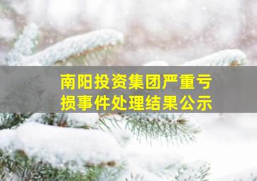 南阳投资集团严重亏损事件处理结果公示