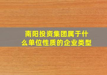 南阳投资集团属于什么单位性质的企业类型