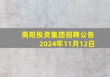 南阳投资集团招聘公告2024年11月12日