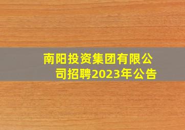 南阳投资集团有限公司招聘2023年公告