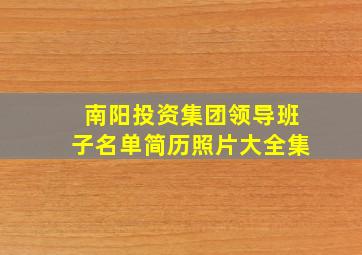 南阳投资集团领导班子名单简历照片大全集