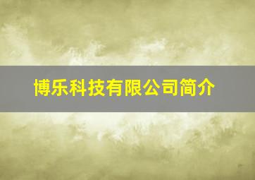 博乐科技有限公司简介