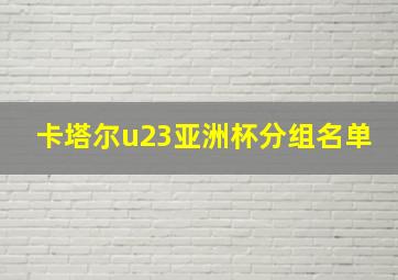 卡塔尔u23亚洲杯分组名单