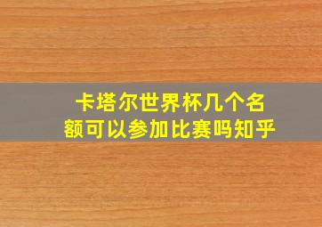 卡塔尔世界杯几个名额可以参加比赛吗知乎