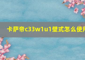 卡萨帝c33w1u1壁式怎么使用