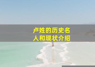 卢姓的历史名人和现状介绍