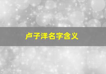 卢子洋名字含义