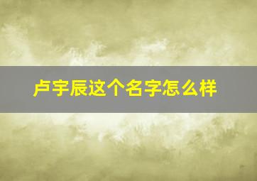 卢宇辰这个名字怎么样