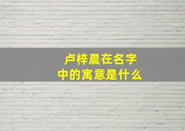 卢梓晨在名字中的寓意是什么