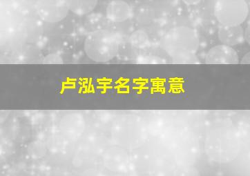 卢泓宇名字寓意