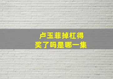 卢玉菲掉杠得奖了吗是哪一集