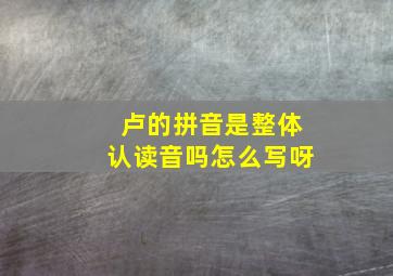 卢的拼音是整体认读音吗怎么写呀