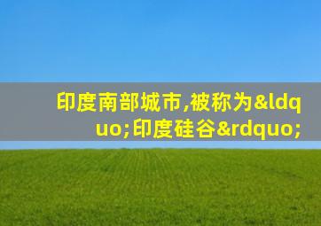 印度南部城市,被称为“印度硅谷”