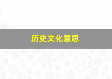 历史文化意思