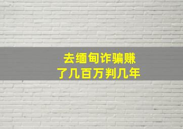 去缅甸诈骗赚了几百万判几年