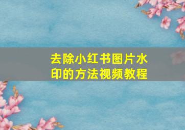 去除小红书图片水印的方法视频教程