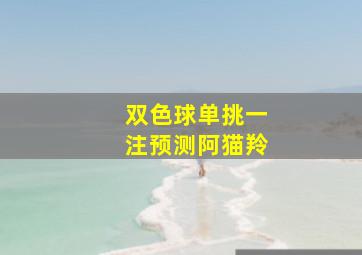 双色球单挑一注预测阿猫羚