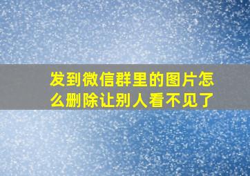 发到微信群里的图片怎么删除让别人看不见了