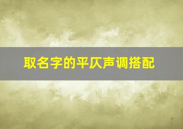 取名字的平仄声调搭配