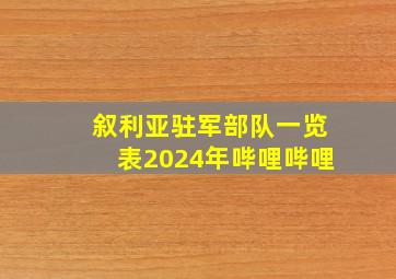 叙利亚驻军部队一览表2024年哔哩哔哩