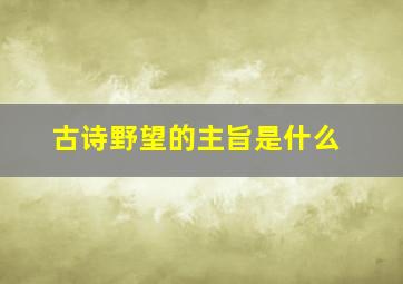 古诗野望的主旨是什么