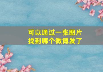 可以通过一张图片找到哪个微博发了