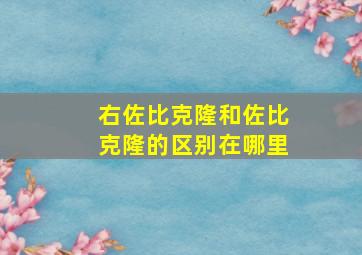 右佐比克隆和佐比克隆的区别在哪里