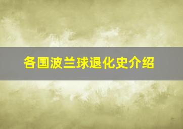 各国波兰球退化史介绍