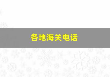 各地海关电话