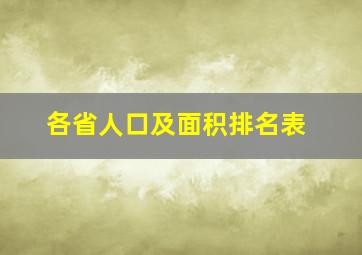 各省人口及面积排名表