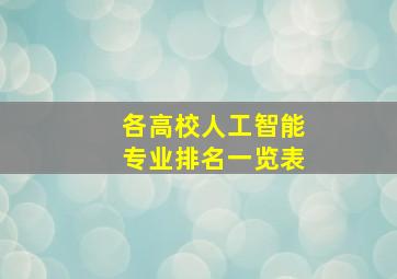 各高校人工智能专业排名一览表